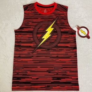 NEW The Flash DC Comics Mesh Tank Top Lightening Bolt Red Youth Boys Large 10/12